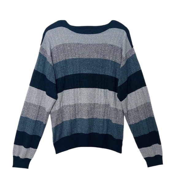 Geoffrey Beene Other - Geoffrey Beene Sweater Midnight Blue Striped Mens Jumper Knit Crewneck Pullover